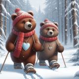 Ours amoureux en raquettes