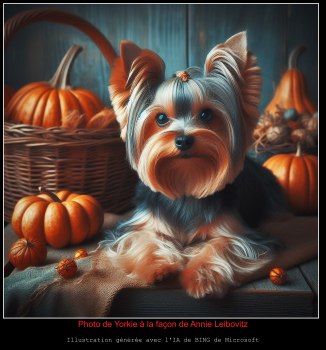 Photo de Yorkie à la façon de Annie Leibovitz