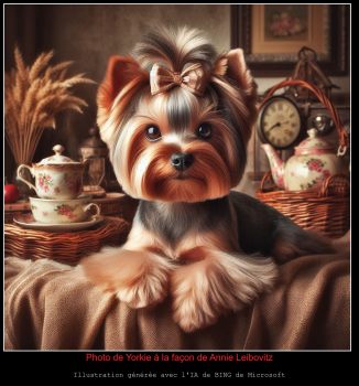 Photo de Yorkie à la façon de Annie Leibovitz