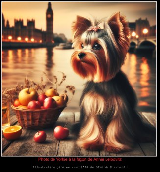 Photo de Yorkie à la façon de Annie Leibovitz
