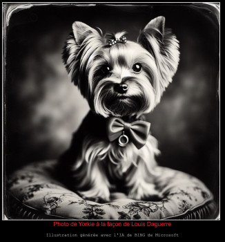 Photo de Yorkie à la façon de Louis Daguerre