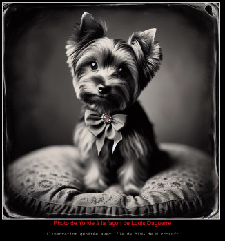 Photo de Yorkie à la façon de Louis Daguerre