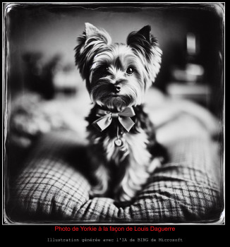 Photo de Yorkie à la façon de Louis Daguerre